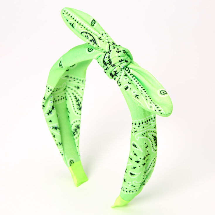 Bandana Knotted Bow Headband - Lime,