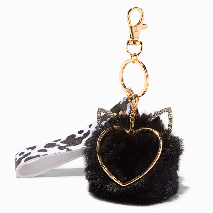 Black Cat Pom Pom Keychain,