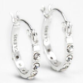 ICING Select Sterling Silver 12MM Crystal Embellished Hoop Earrings,