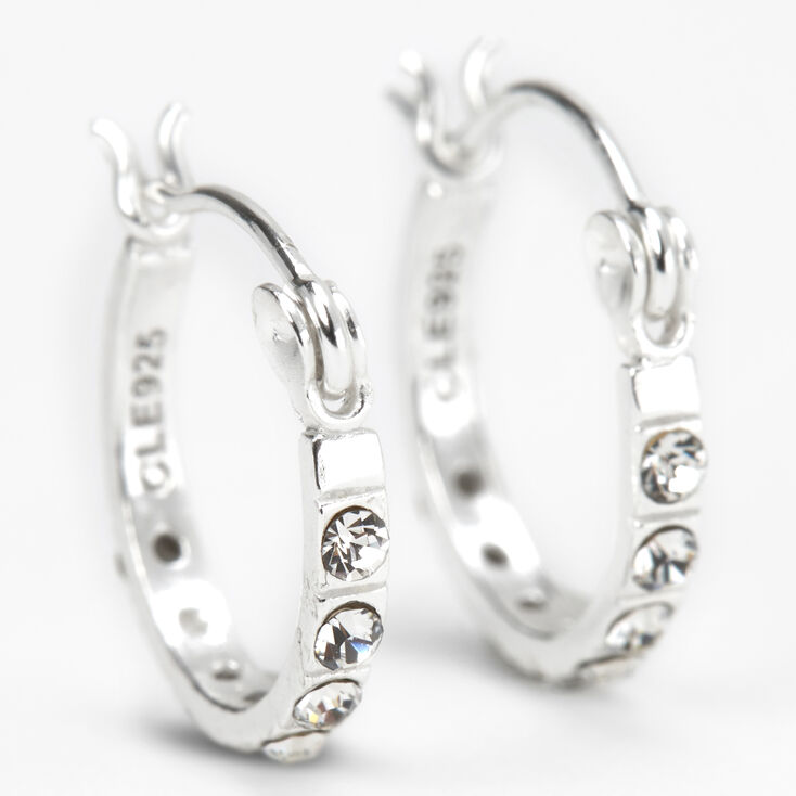 ICING Select Sterling Silver 12MM Crystal Embellished Hoop Earrings,