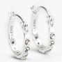ICING Select Sterling Silver 12MM Crystal Embellished Hoop Earrings,