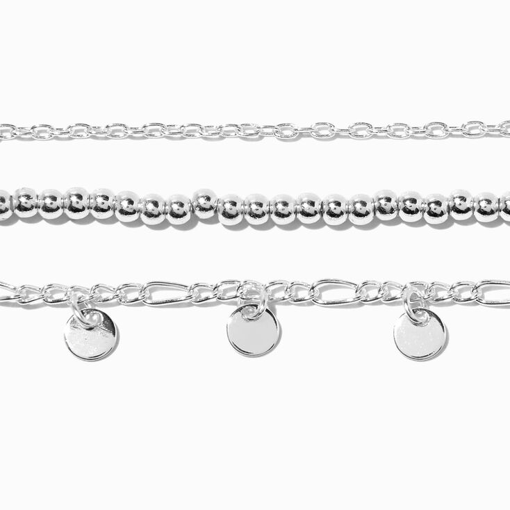 Icing Recycled Jewelry Silver-tone Disc Charm Bracelet Set - 3 Pack,