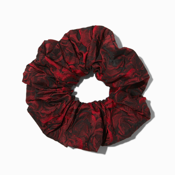 Red &amp; Black Floral Brocade Giant Hair Scrunchie,