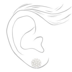 White Pearl Fireball Stud Earrings,