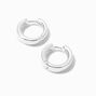 Silver 15MM Flat Huggie Hoop Earrings,