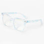 Pearlized Blue Retro Clear Lens Frames,