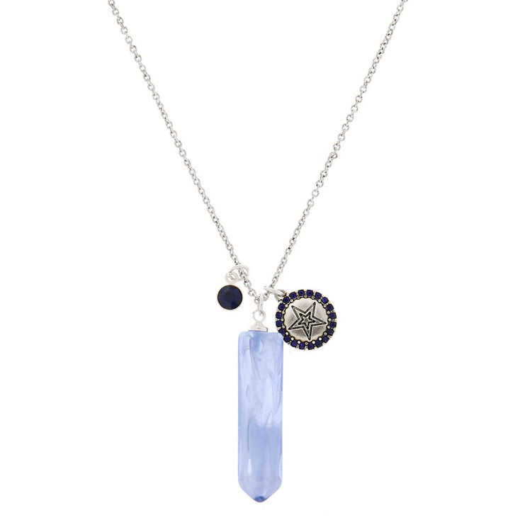 Healing Crystal & Star Pendant Necklace - Blue,