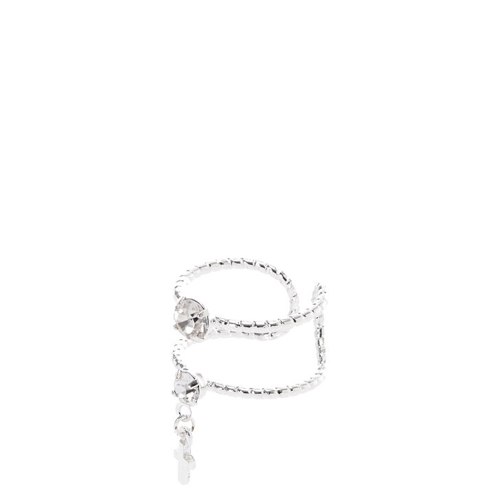 Double Banded Silver Cross Ring,