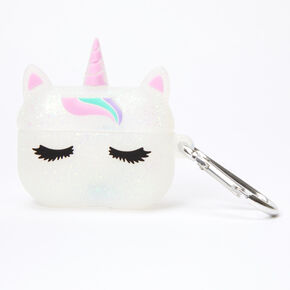 White Glitter Unicorn Silicone Earbud Case Cover - Compatible with Apple AirPods pro&reg;,