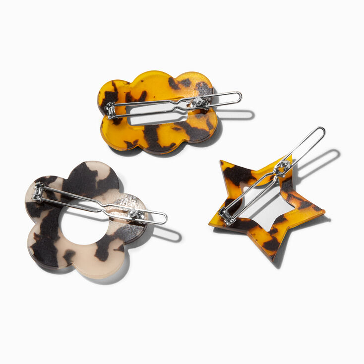 Mixed Design Tortoiseshell Hair Clips - 3 Pack,