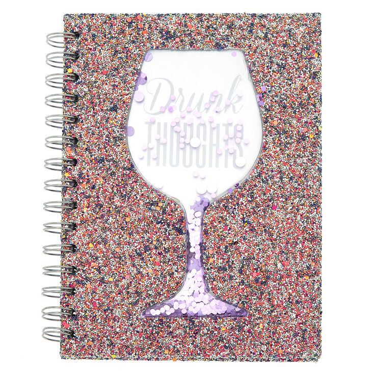 Drunk Thoughts Shaker Sequin Notebook - Purple,
