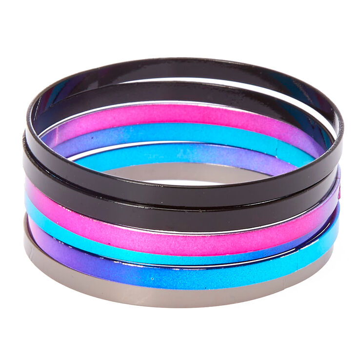 6 Pack Rainbow Ombre Bangle Bracelets,