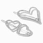 Silver Rhinestone Hearts Metal Hair Clips - 2 Pack,