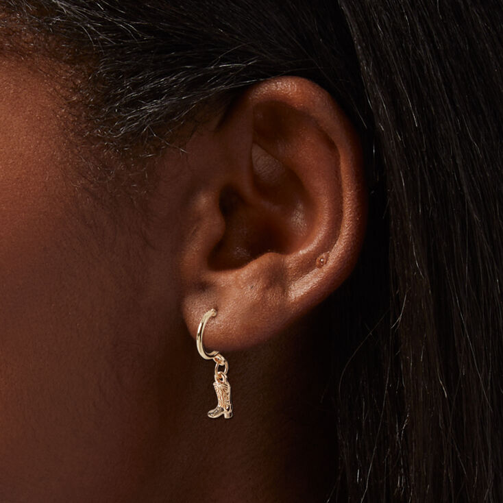 Gold Cowgirl Y&#39;all Earring Stackables Set - 3 Pack,