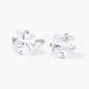 14kt White Gold 5mm Square CZ Studs Ear Piercing Kit with Ear Care Solution,