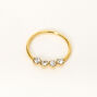 Gold Sterling Silver 22G Four Crystal Hoop Nose Ring,