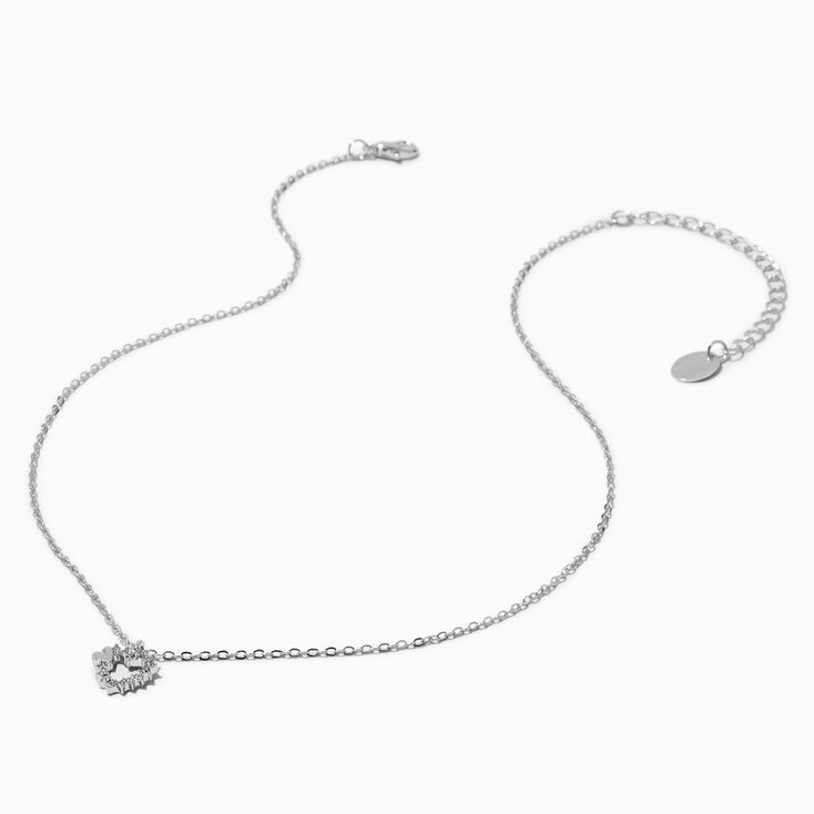 Silver-tone Crystal Heart Pendant Necklace,