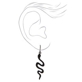 Black Embellished Snake Drop Earrings,