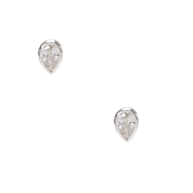 Sterling Silver Cubic Zirconia Tear Drop Earrings,