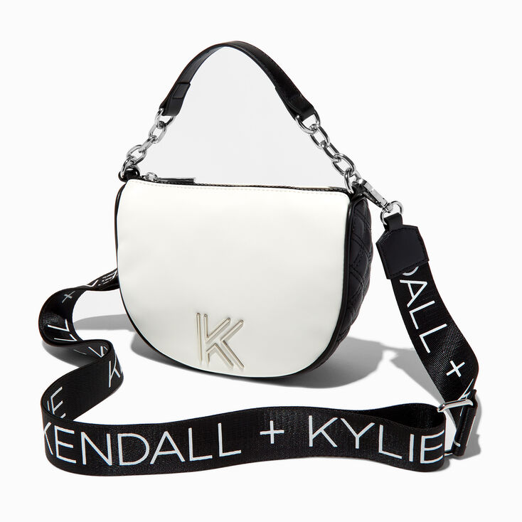 KENDALL + KYLIE Black &amp; White Colorblock Saddle Crossbody Bag,