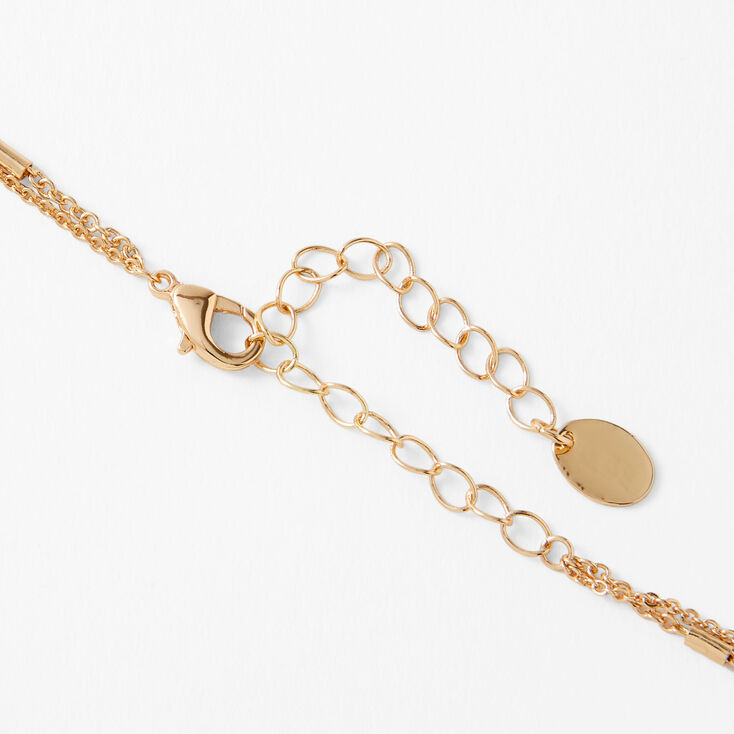 Gold Initial Medallion Multi Strand Necklace - J,