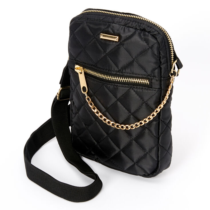 Nylon Quilted Crossbody Bag - Black | Icing US