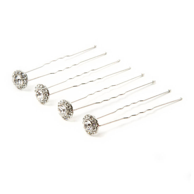 Pavé Rhinestone & Crystal Circles Chignon Pins Set of 4,