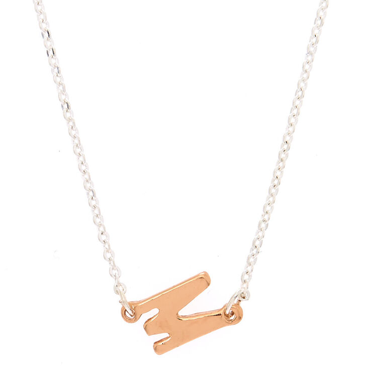 Mixed Metal Sideways Initial Pendant Necklace - M,