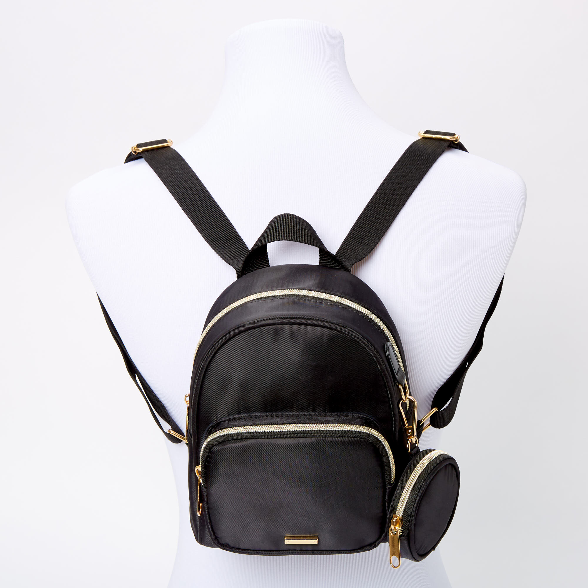 plain black mini backpack