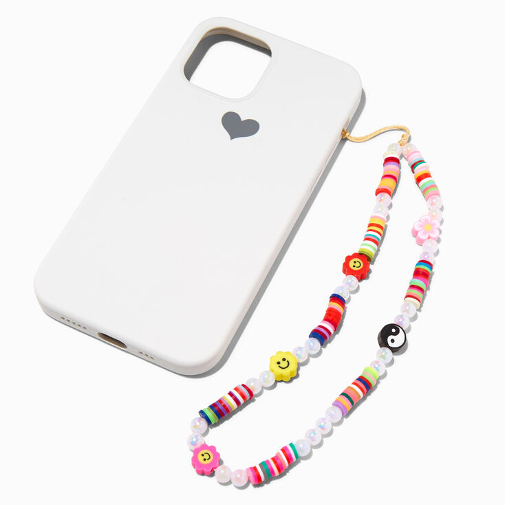 Rainbow Happy Face Beaded Phone Wrist Strap