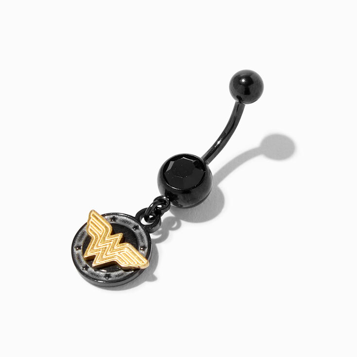 Wonder Woman&reg; Black 14G Dangle Belly Bar,