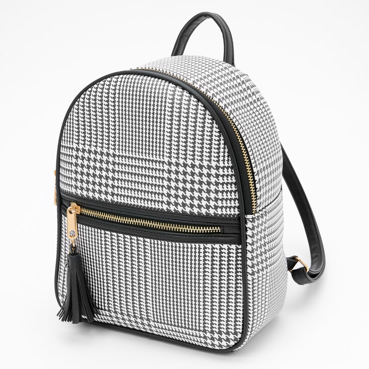 Glen Plaid Midi Backpack - Black,