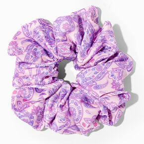 Purple Paisley Print Giant Hair Scrunchie,