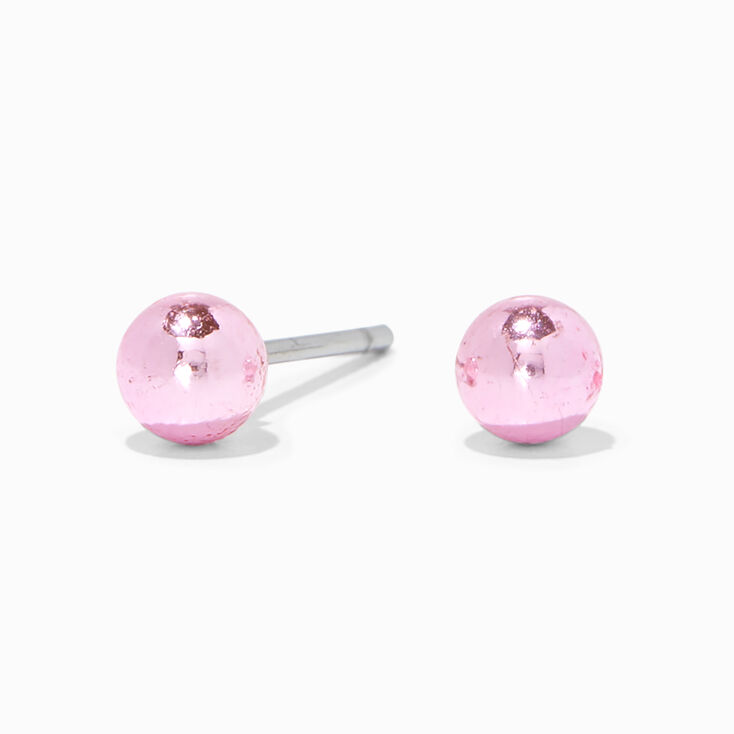 Burnished Gold Tone Framed Round Colored Bead Stud Earrings,