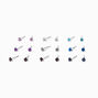 Blue Mixed 3MM Crystal Stud Earrings - 9 Pack,