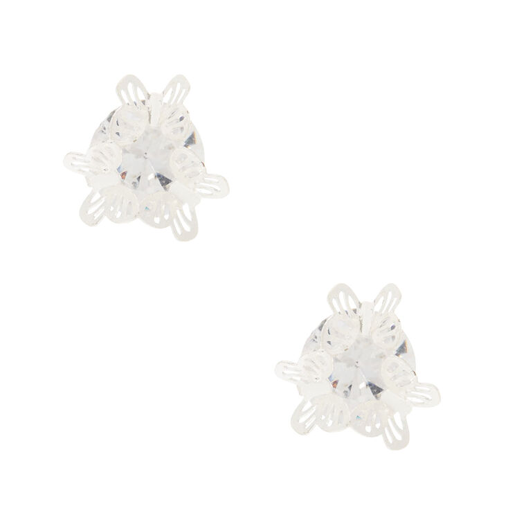 10MM Cubic Zirconia Butterfly Stud Earrings,
