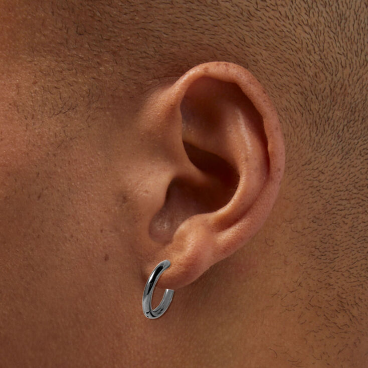 Titanium Black 10MM Tube Hoop Earrings,