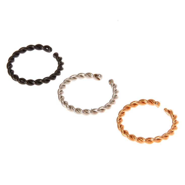 Mini Mixed Metal Twisty Helix Rings,