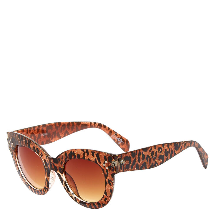 Retro Gold Leopard Print Sparkling Sunglasses,