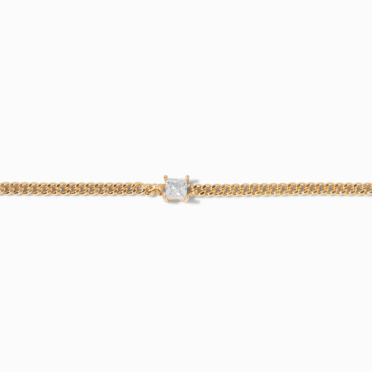 Icing Select 18k Yellow Gold Plated Cubic Zirconia Curb Chain Bracelet,