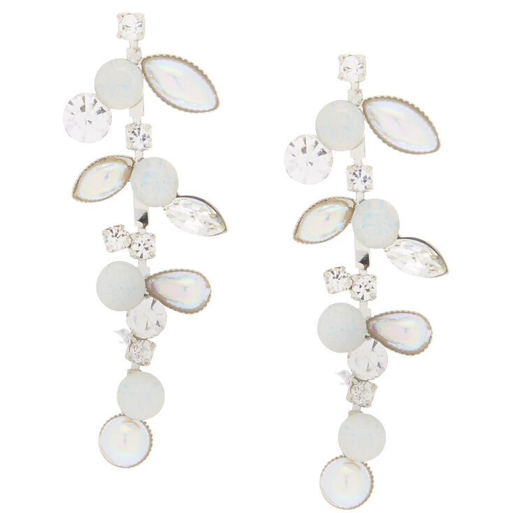 Silver 2" Mermaid Pearl Vine Drop Earrings,