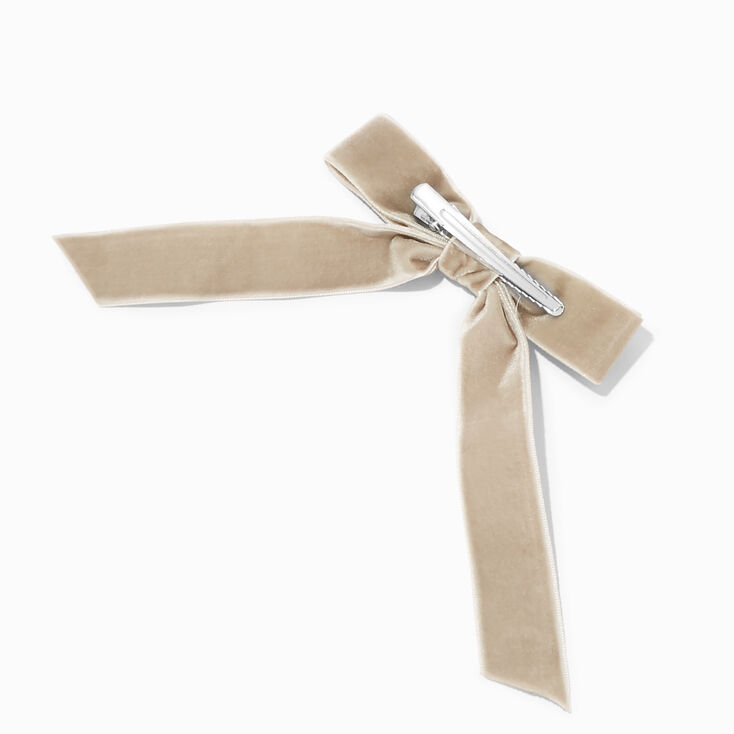 Gray Velvet Bow Hair Clips - 2 Pack,