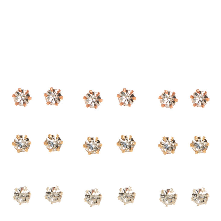 Mixed Metal Framed 3MM Clear Crystal Stud Earrings,