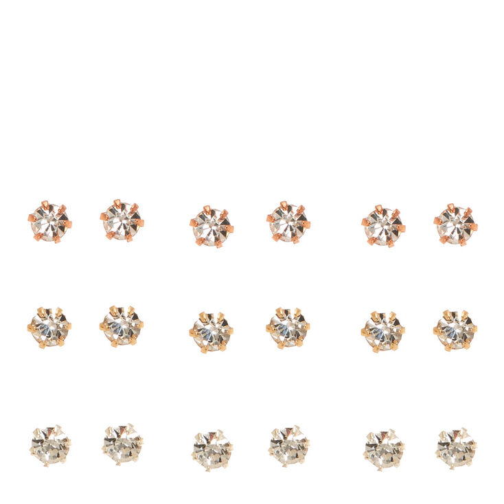 Mixed Metal Framed 3MM Clear Crystal Stud Earrings,