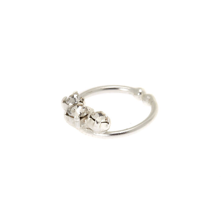 Sterling Silver Embellished Faux Cartilage Hoop Earring,