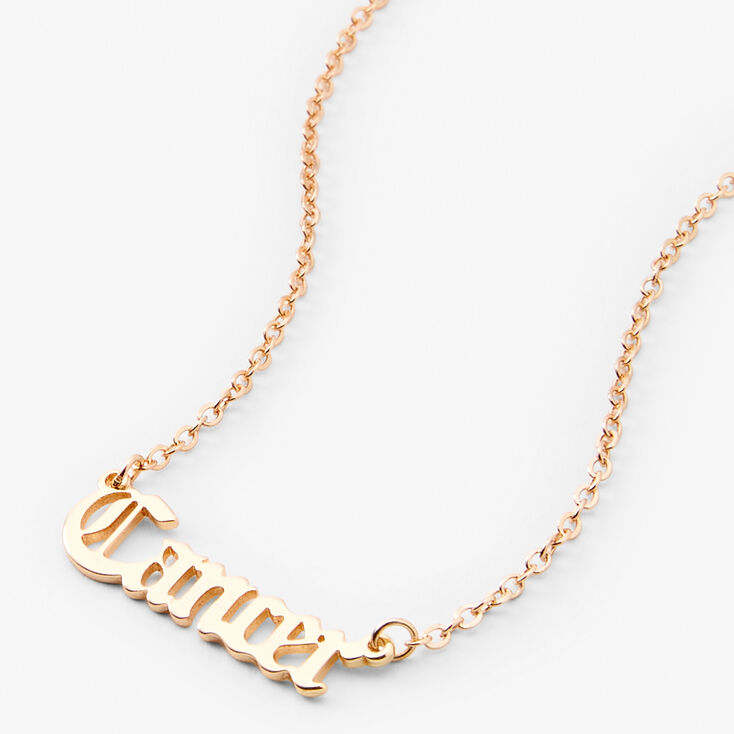 Gold Gothic Zodiac Pendant Necklace - Cancer,