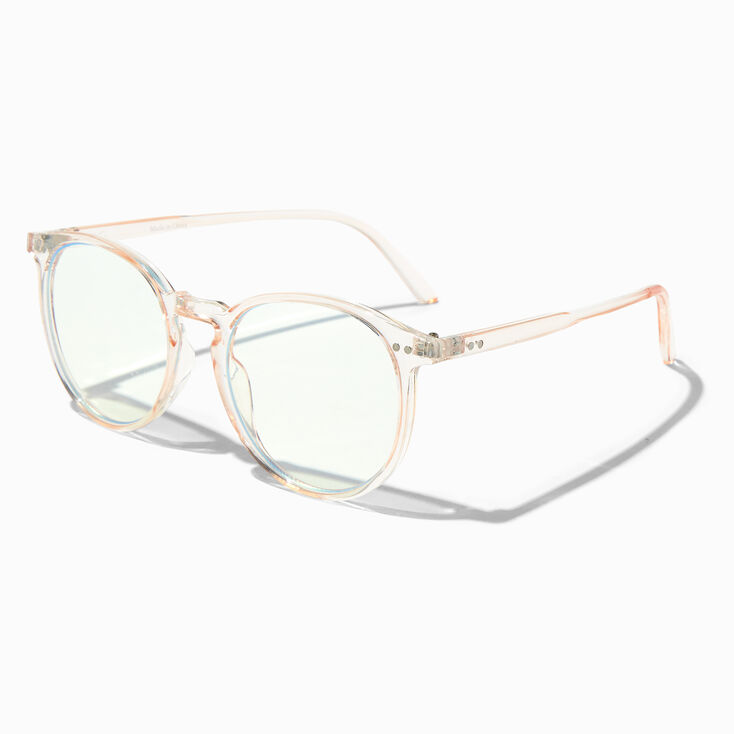 Solar Blue Light Translucent Pink Round Clear Lens Frames,