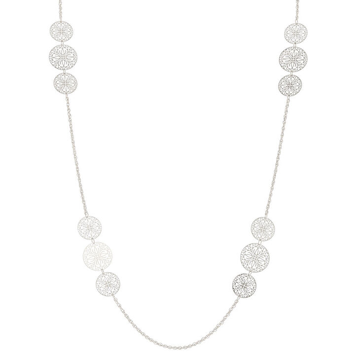 Silver Filigree Long Necklace,