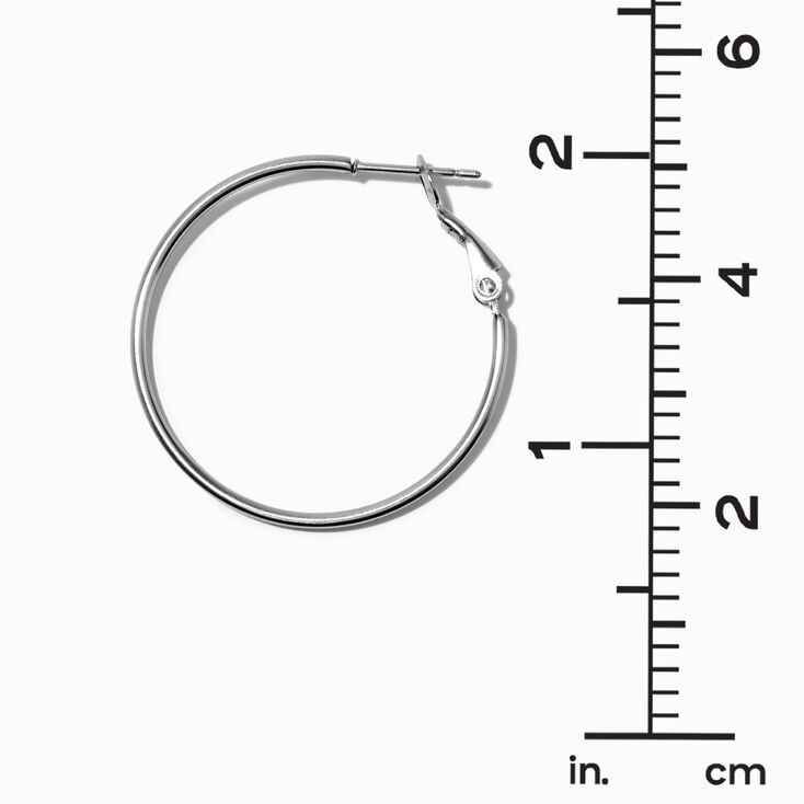 Silver-tone Stainless Steel 30MM Hoop Earrings,