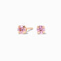 14kt Yellow Gold 3mm Pink CZ Studs Ear Piercing Kit with Ear Care Solution,